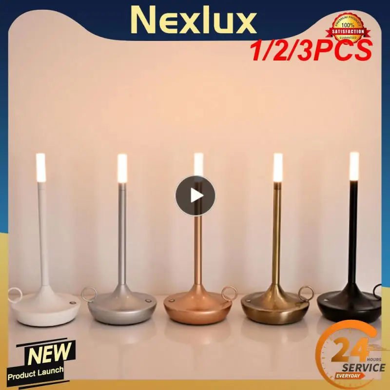 

1/2/3PCS Touch LED candlelight camper table lamp rechargeable camper waterproof warm light candle lamp dinner atmosphere table