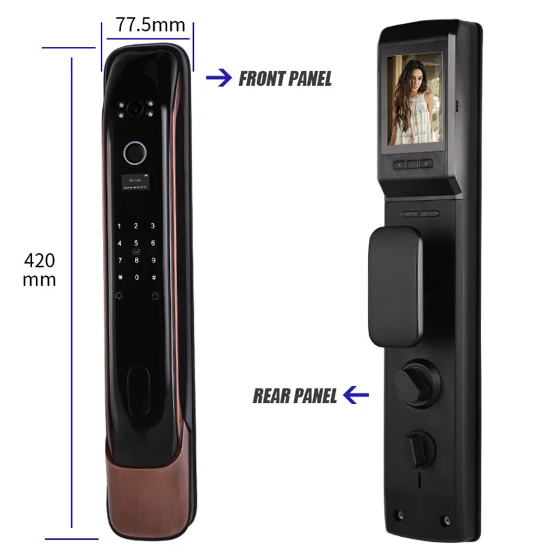 XSDTS New Biometric Fingerprint Lock Security Smart Door Password Electronic Locks Key IC Card Unlock APP Camera