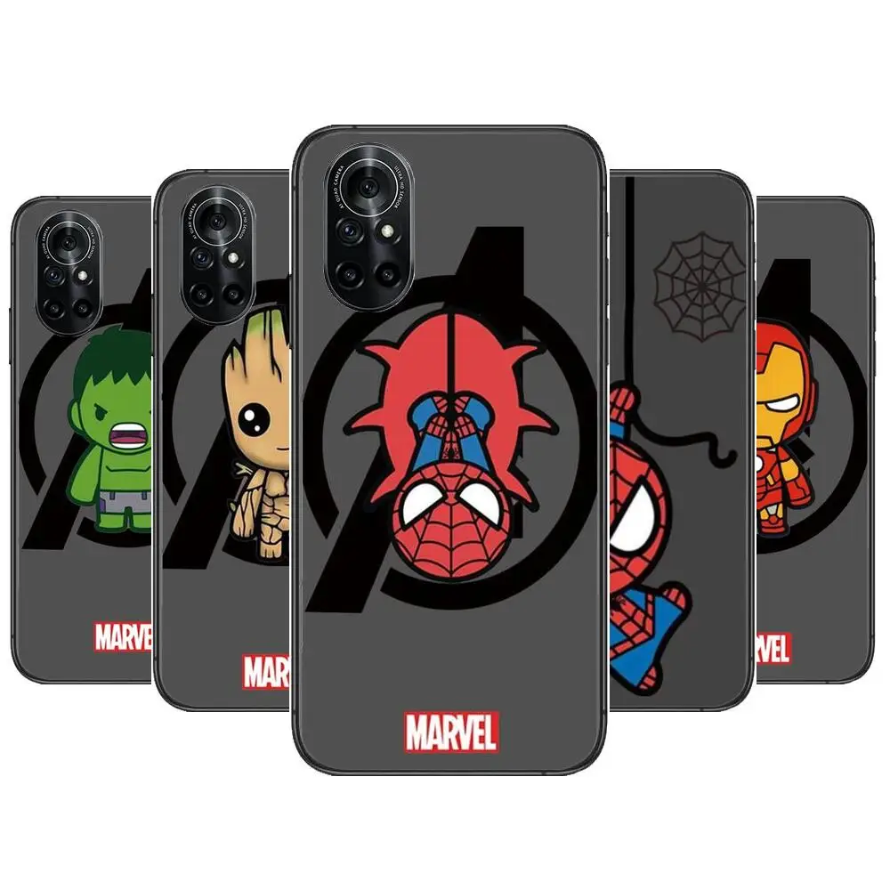 

spider man iron man Clear Phone Case For Huawei Honor 20 10 9 8A 7 5T X Pro Lite 5G Black Etui Coque Hoesjes Comic Fash design