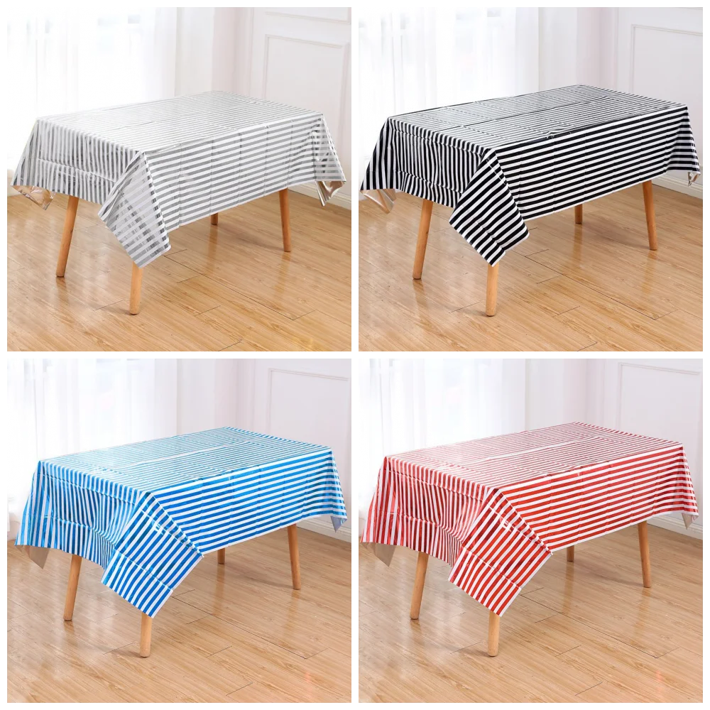 

Позолоченная алюминиевая пленка для животных, одноразовая скатерть в полоску, скатерть для дня рождения, свадьбы, сцена, 7 цветов