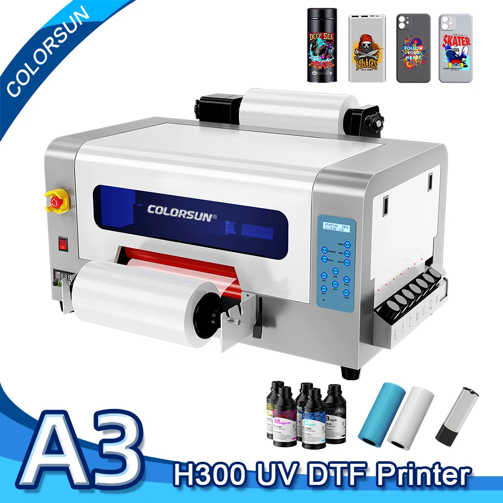 Colorsun A3 XP600 УФ-принтер DTF для печати наклеек 2 в 1 переноса ПЭТ-пленки акриловых