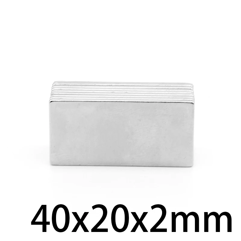 2/5/10/15/20/50PCS 40x20x2mm Block Strong Powerful Magnets Long Rectangular Permanent Neodymium Magnet Sheet 40x20x2 40*20*2 mm - купить по