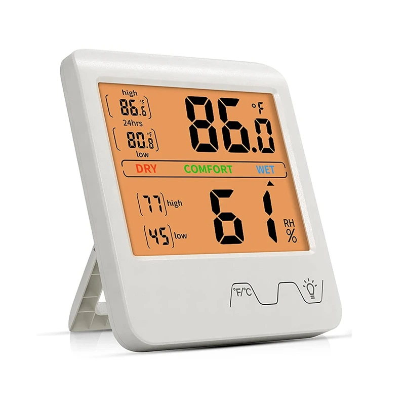 

Hygrometer Indoor Thermometer Temperature And Humidity With Backlight Screen, Room Thermometer Humidity Gauge Indicator