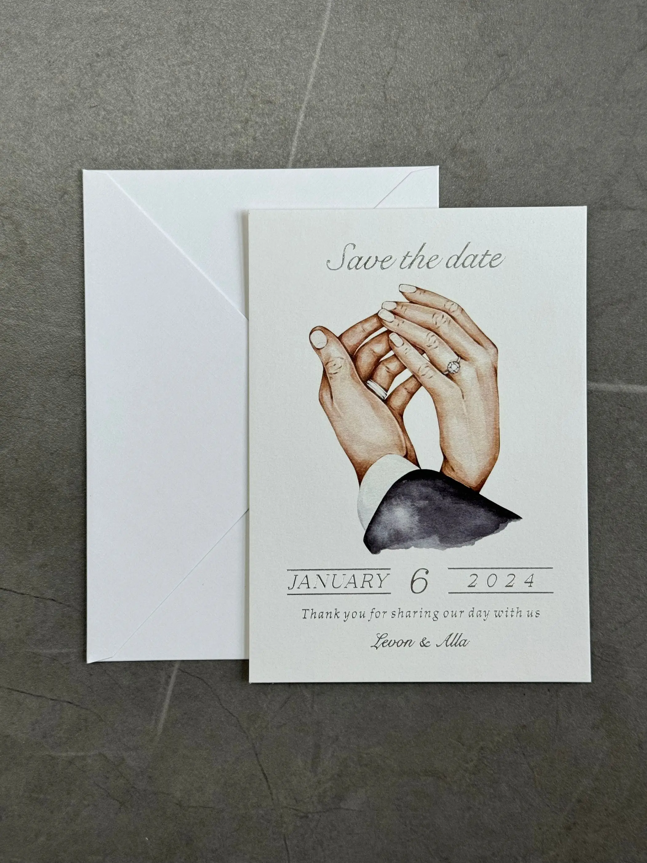 4*6 ''Серебристая фольга карты сохранить дату свадебные приглашения с