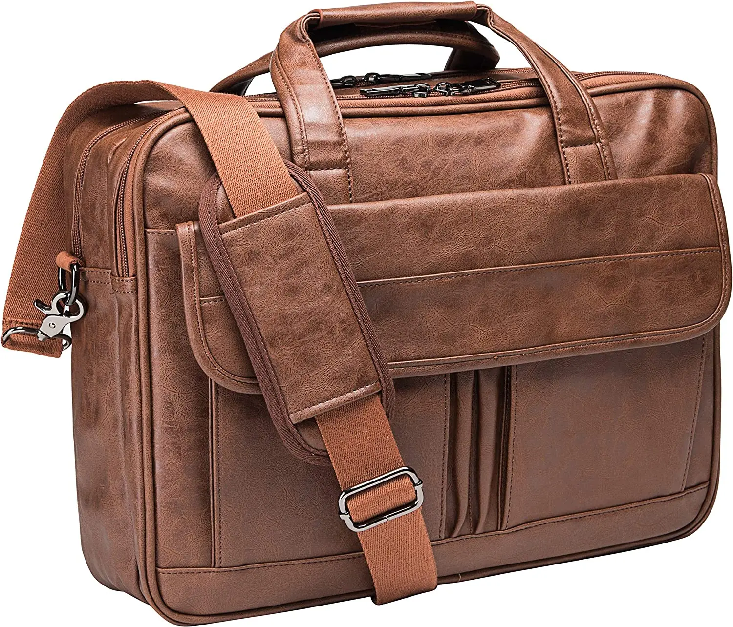 

Men's Laptop Bag, 15.6inch Leather Messenger Bag Waterproof Business Travel Briefcase, Work Computer Bag Satchel Husband Gift