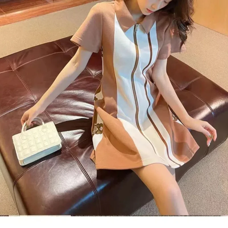 Женское Повседневное платье-поло винтажное классическое ТРАПЕЦИЕВИДНОЕ ПЛАТЬЕ