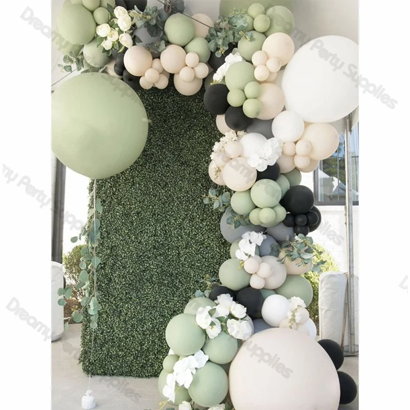 

Balloons Garland Arch Pastel Colored Sage Green White Nude Birthday Baby Shower Wedding Gender Reveal Christening Baptism Decor