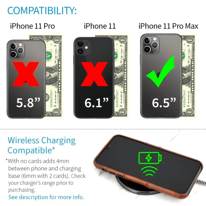 11 Pro Max Exec M2 Wallet Case; Built-in Metal Plate, 2 Card Slots, Brown