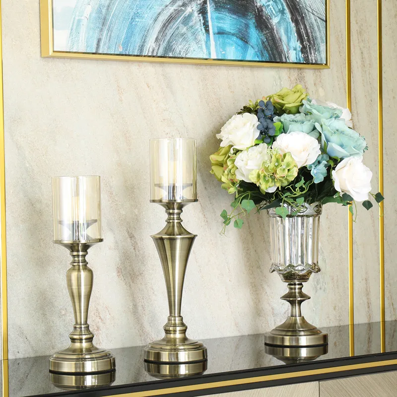 

European Style Candle Stand Holder Romantic Metal Luxury Pillar Elegant Candle Holder Wedding Portavelas Home Decoration DG50ZT