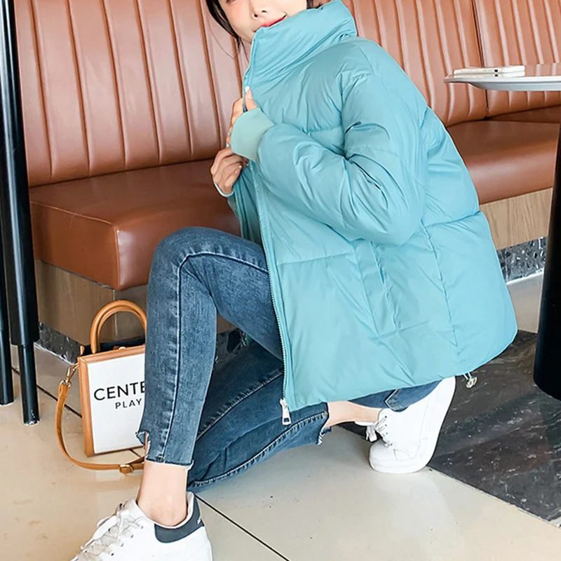 Women Korean Style Loose Fashion Parkas Thickened Jackets Down Cotton Coats 2021 New Fall Winter Female Warm Solid Bread Clothes