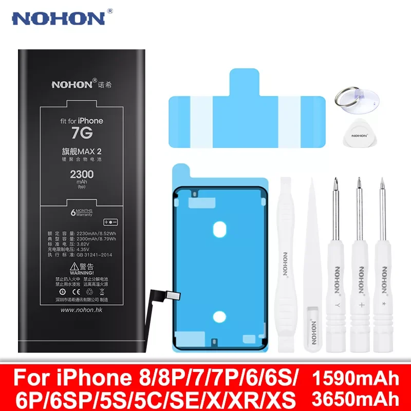 

NOHON Battery For iPhone 6S 7 6 8 Plus SE 5S 5 X XR XS MAX 11 5C 7Plus 6SPlus Replacement Bateria For iPhone6S iPhone7 iPhone8