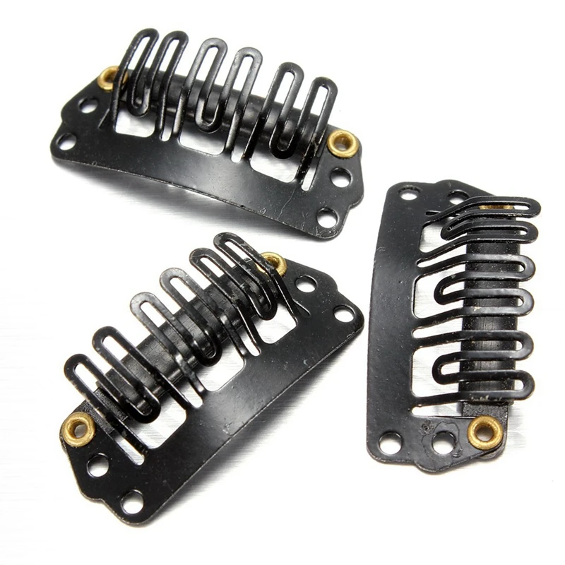 

160Pcs U-Shaped Clamp For Hair Extensions Wig Clips DIY Comb Black Frame