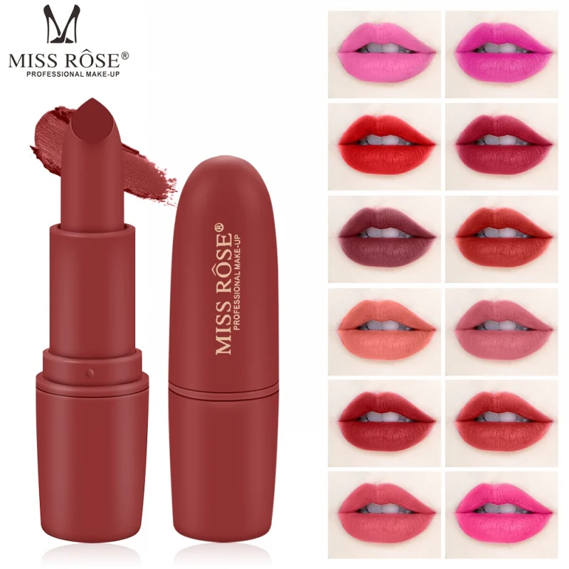 

MISS ROSE Women Matte Lipstick Waterproof Magic Velvet Lip Stick 18 Colors Sexy Red Pigments Makeup Nude Lipsticks Beauty Lips