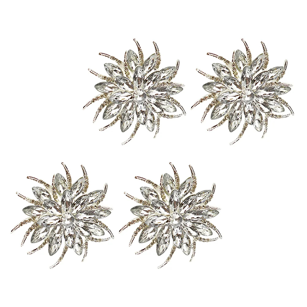 

Napkin Rings Christmas Holder Holdersxmas Reusable Metal Thanksgiving Buckle Ring Wedding Ties Holiday Crystal Silver