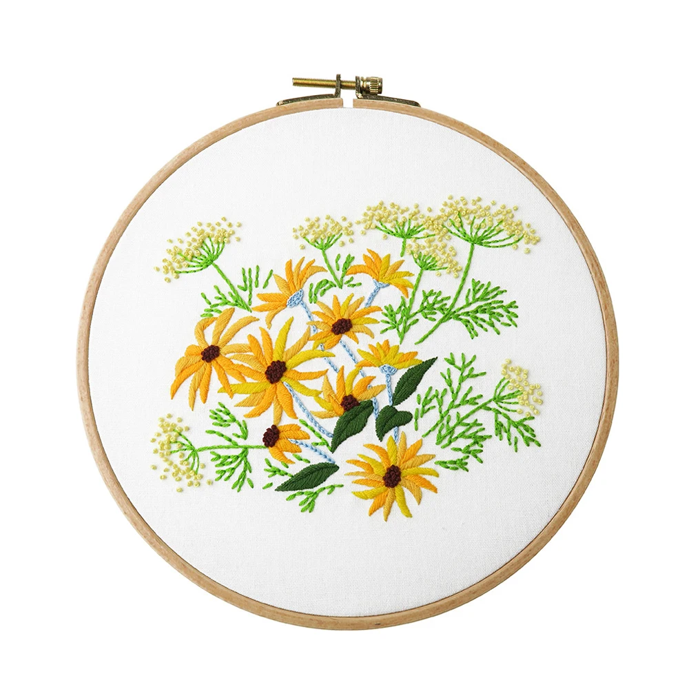 

Europe DIY Embroidery Flower Bouquet Kits Needlework Cross Stitch with Hoop for Beginner Arts Crafts Sewing Decor Wedding Gift