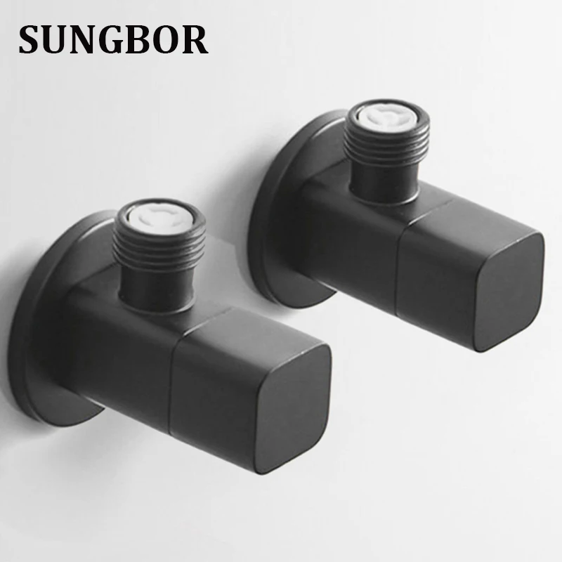 

Bathroom Angle Filling Valve Faucets Black Stainless Steel Kitchen Cold Hot Mixer Tap Accessories Standard G1/2 Threaded