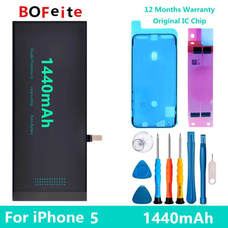 BoFeite Battery For iPhone 5 1440mAh Replacement Bateria For Apple phone Battery  with Repair Tools Kit