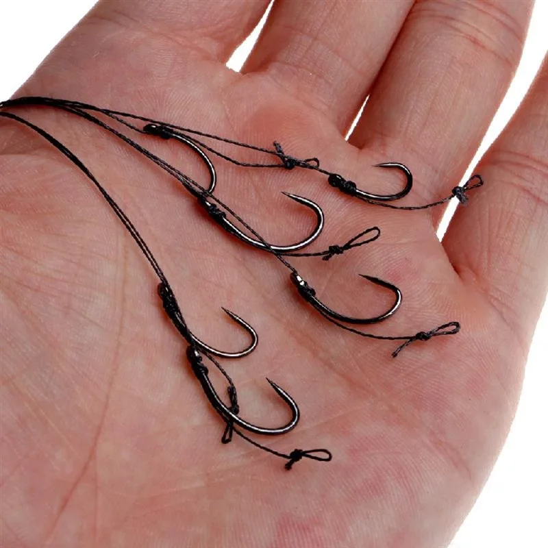 

6Pcs Fishing Hair Rigs Assorted Hand Tied Carp Fishing Barbless Hooks