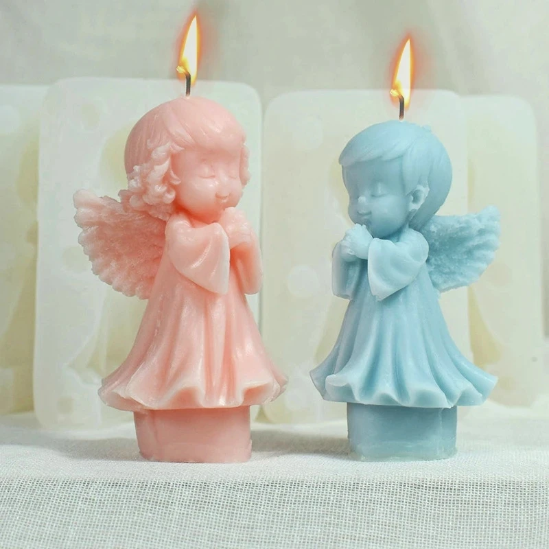 

Winged Angel Silicone Candle Mold Diy Boy Girl Soap Resin Plaster Making Tool Human Chocolate Baking Cake Mould Desk Decor Gift