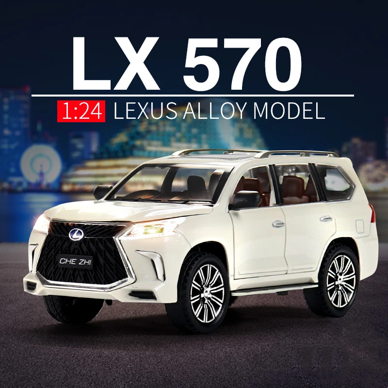 

1:24 модель автомобиля LEXUS LX570 SUV из сплава, Литые металлические игрушечные автомобили, модель с высокой симуляцией звука светильник, коллекци...
