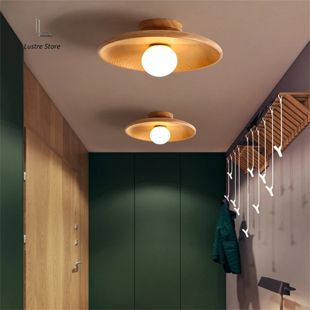 

Modern Walnut LED Ceiling Lamp Wooden Ceiling Ceiling Lamp Suitable for Corridor Balcony Living Room Kitchen Bedroom Study Light