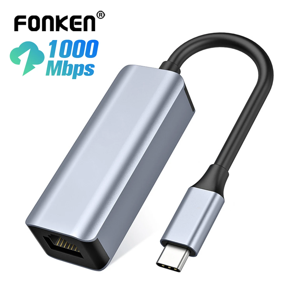 

Fonken USB C Ethernet USB-C to RJ45 Lan Adapter Type C Network Card USB Ethernet for MacBook Pro Samsung Galaxy S9/S8/Note 9