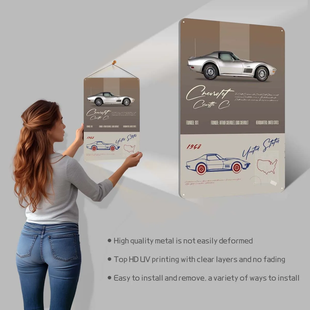 Chevrolet Corvette C3 металлическая вывеска автомобильный постер современное украшение