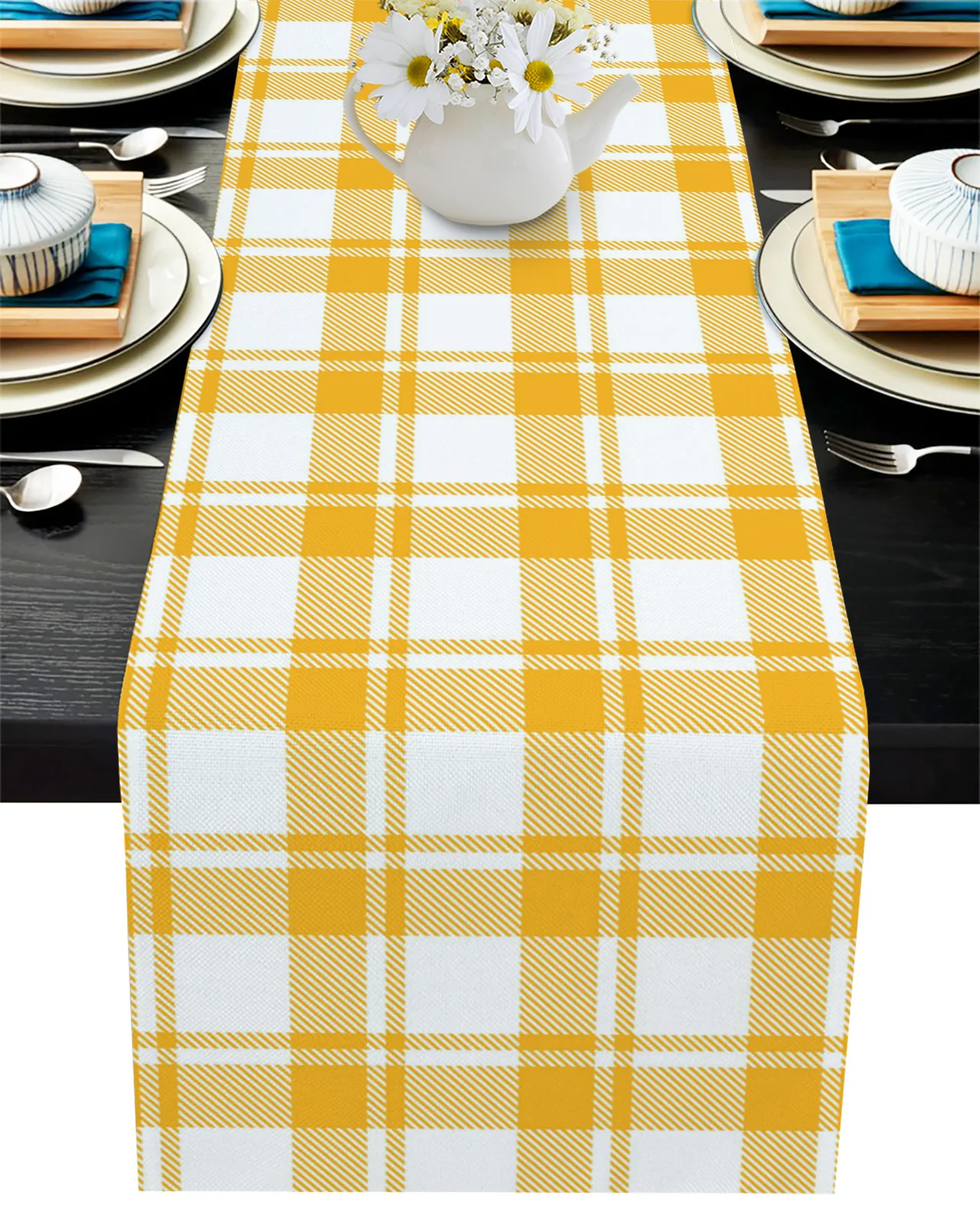 

Classic Plaid Pattern Table Runner Wedding Decor Dining Table Runner Kitchen Coffee Table Decor Placemat