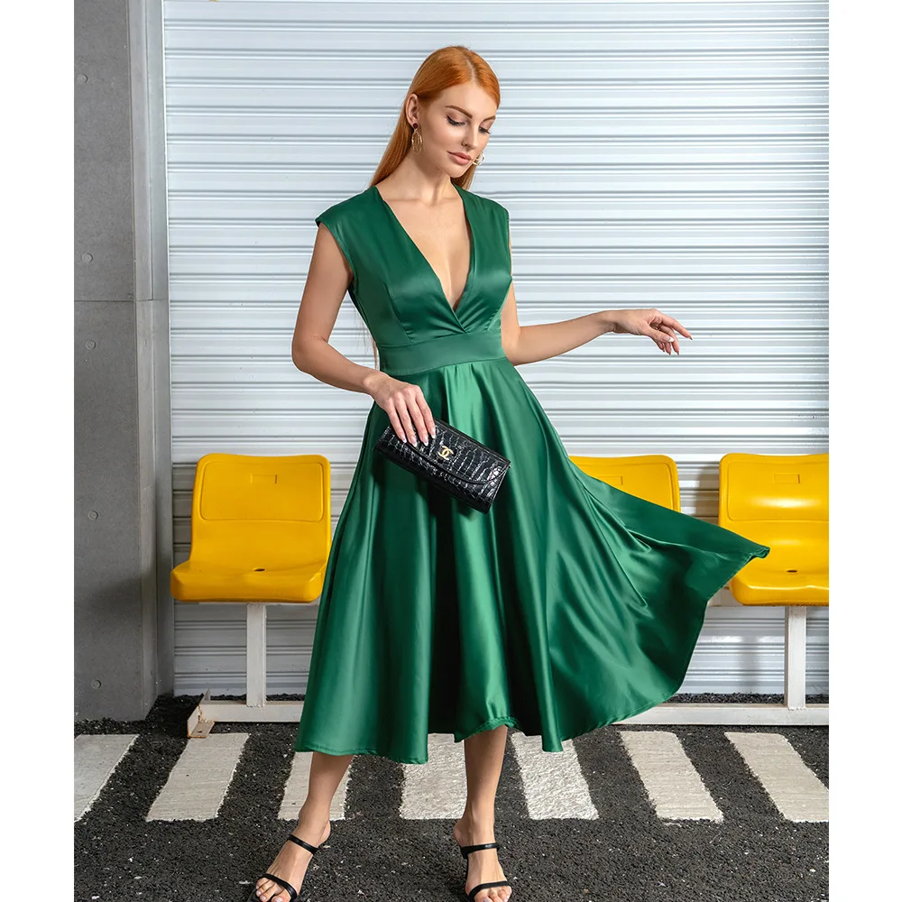 

Sexy V-neck dress 2023 summer new oversized long skirt women