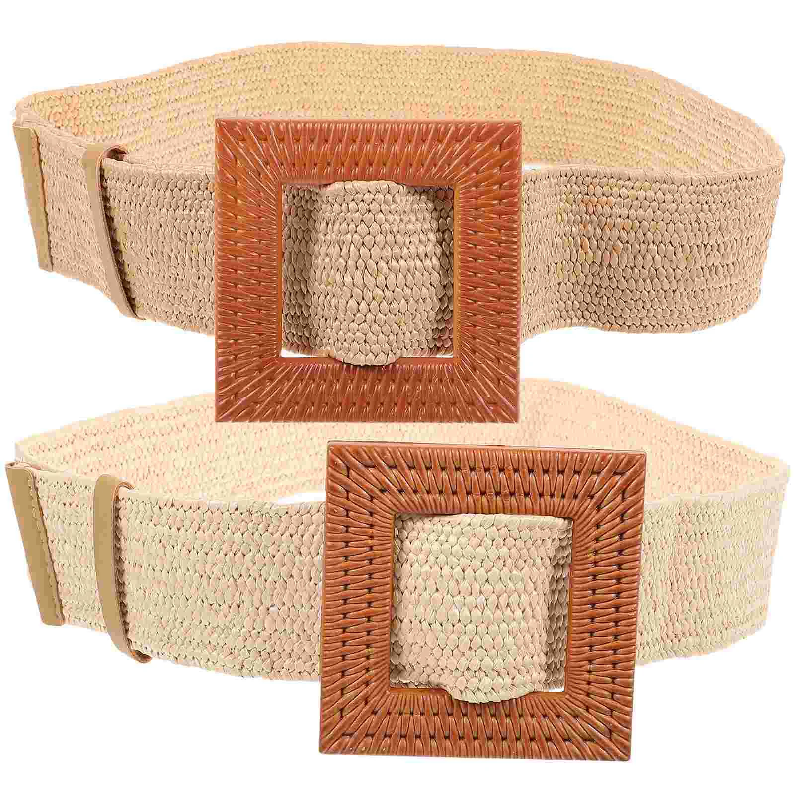 2pcs Women Waist Belts Girl Fashionable Waist Belt Adjustable Belt Woven Belt for Pants Dress