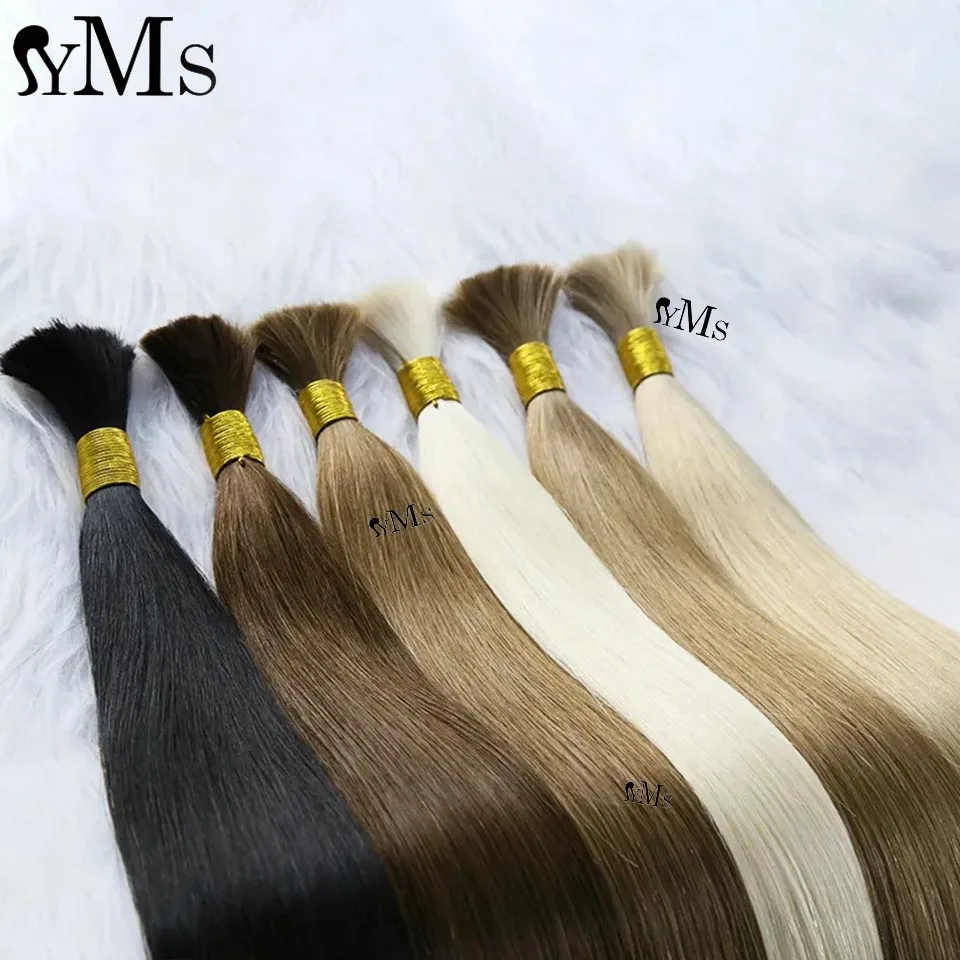 

Raw Straight Human Hair Bulk For Women YMS Brown Colored No Weft Human Bulk Hair For Braiding 100G/Pcs Blonde Hair Bulk