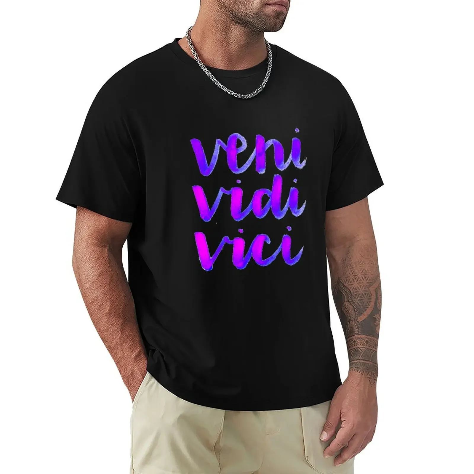 Фото Футболка Veni Vidi Vici, винтажная рубашка с аниме, таможенные рубашки, футболка с рисунком, набор мужских футболок с рисунком №1