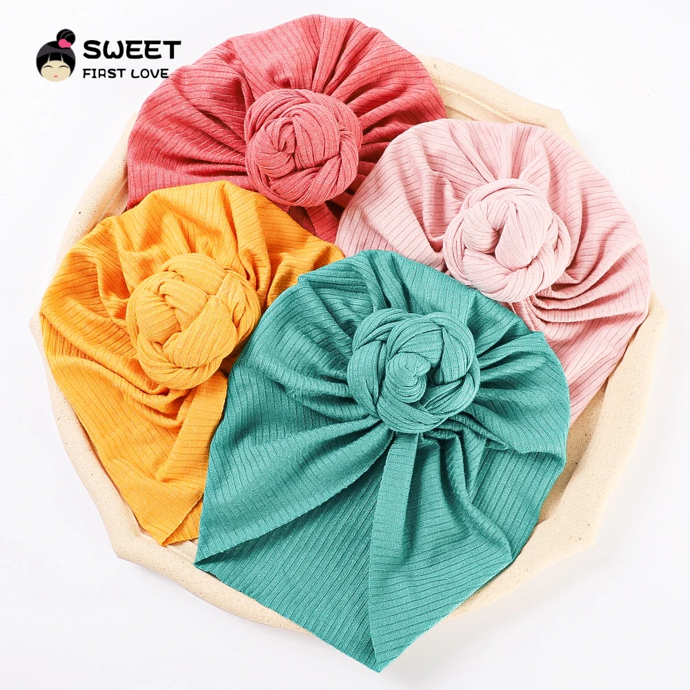 

Winter Baby Turban Knitting Polyster Cotton Hat Neonato Caps Elastic Soft Head Protection Headwraps Children's Gift New26 Colors
