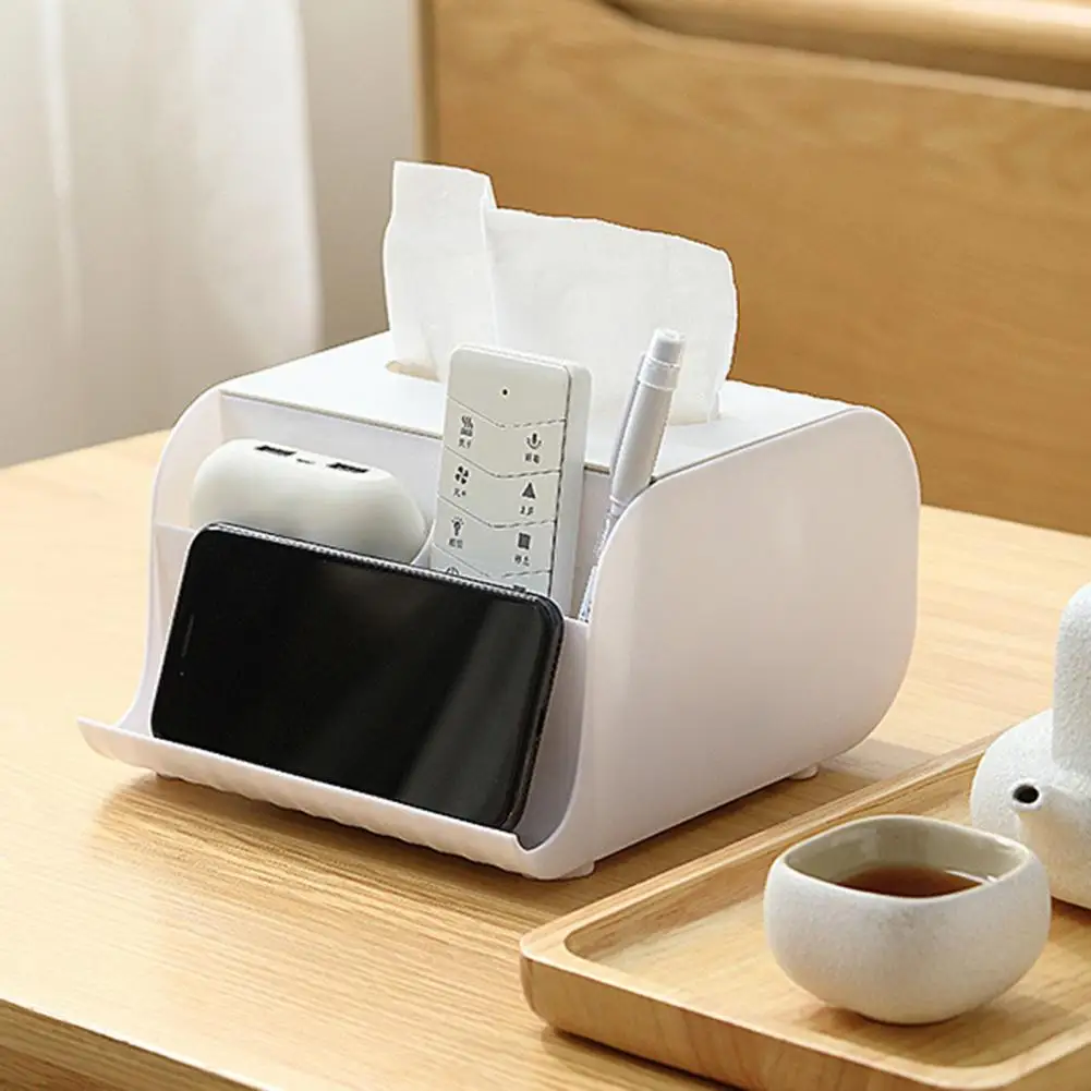 

Tissue Boxes Multifunctional Tissue Box Cover Napkin Holder Home Office Remote Control Storage Wipes Case Desk Organizer