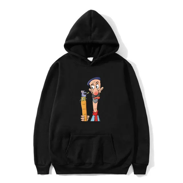

Frenchman with Mouse Baguette and Cheese Manga Graphic Hoodie Funny Men Women Hip Hop Oversized Hoodies Casual Loose Sweatshirt
