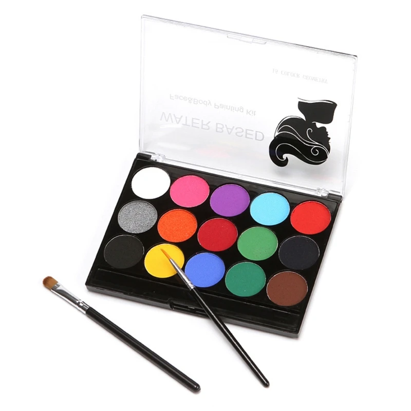 

15 Colors Face Painting Body Makeup Non Toxic Safe Water Paint Oil with Brush L21D