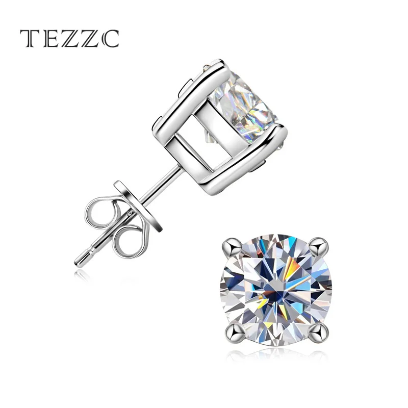 

Tezzc 0.3-.5CT Test Passed Moissanite Stud Earrings for Women Diamond Ear Studs Wedding Classic Fine daily life Jewelry Gift