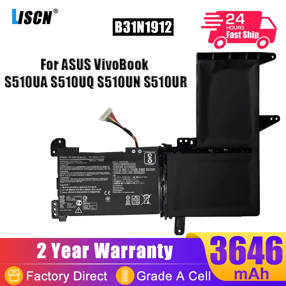 LISCN B31N1637 C31N1637 Аккумулятор для ASUS VivoBook X510 X510U X510UQ X510UA X510UF S15 S510U S510UF S510UQ S510UN S510UR S510UA