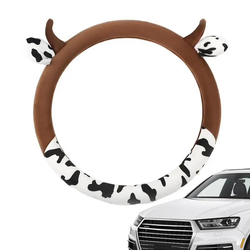 

Auto Steering Wheel Cover Cow Print Steering Wheel Protector Breathable Cow Horn Car Steering Wheel Accessories For Cars SUVs
