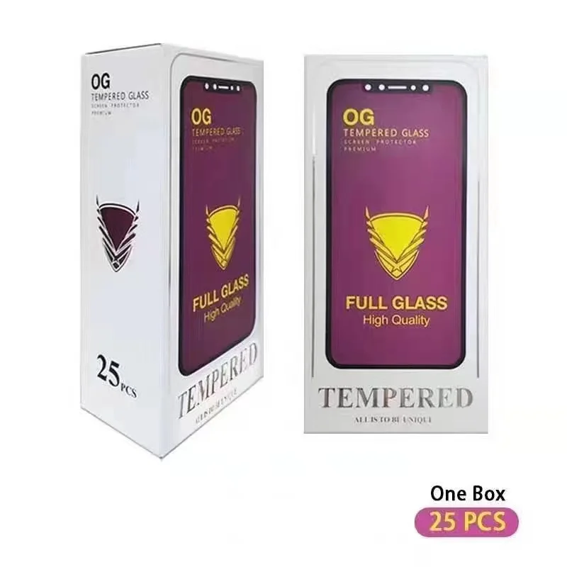 25 PCS Golden Armor OG Full Glue Tempered Glass Screen Protector for iPhone 14, 13, 12 Mini, 12 Pro Max, 11 Pro, XR, 7/8 Plus
