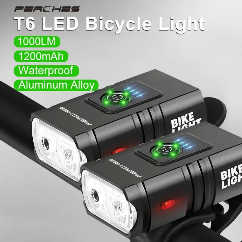 

2pcs T6 LED 1000Lumen Front Bicycle Light Lanterna Bicicleta Rechargeable Flashlight MTB Bicycle Headlights Bike Accessories