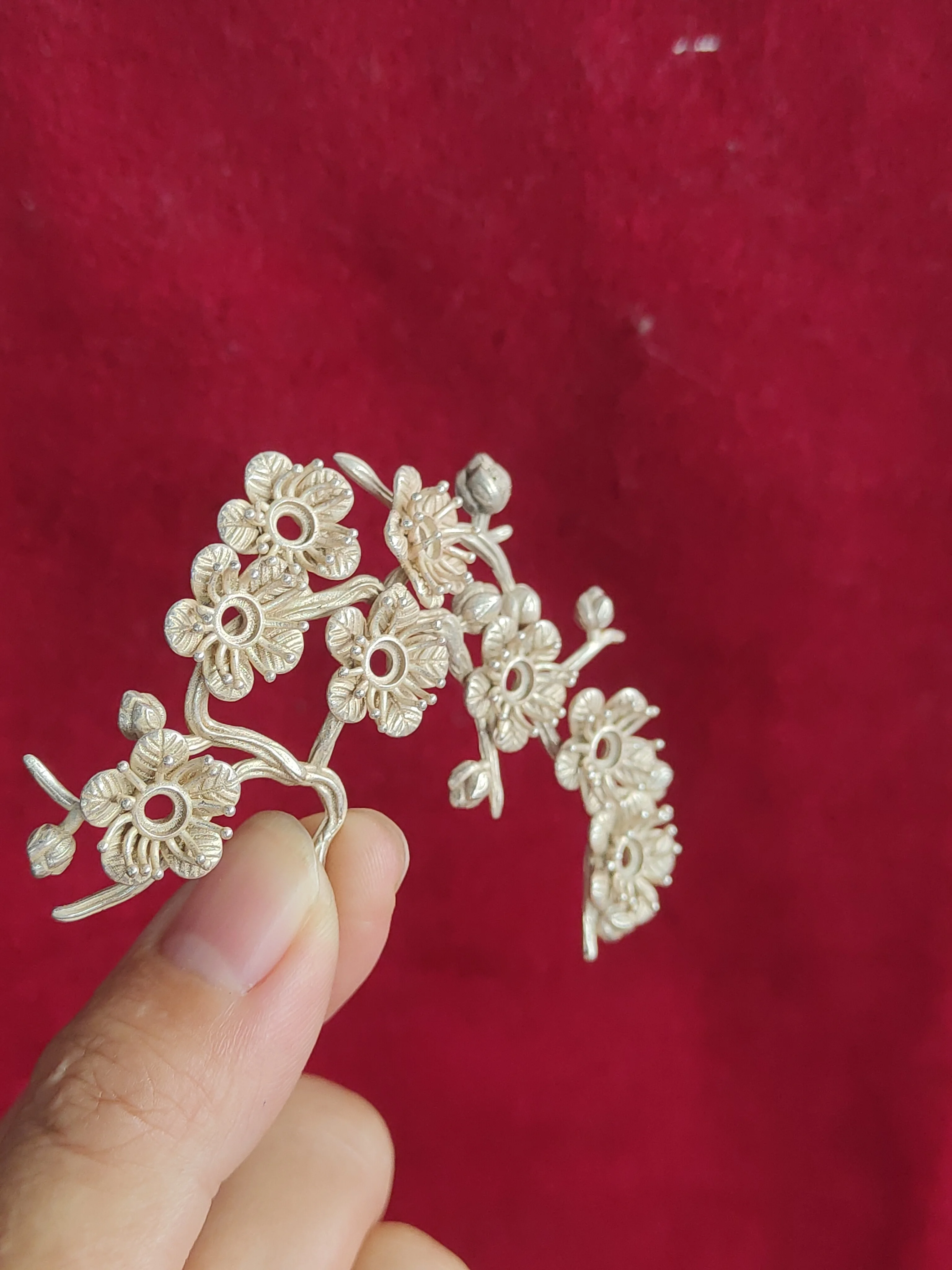 Новинка тибетские серебряные аксессуары для волос цветок сливы футон сделай сам