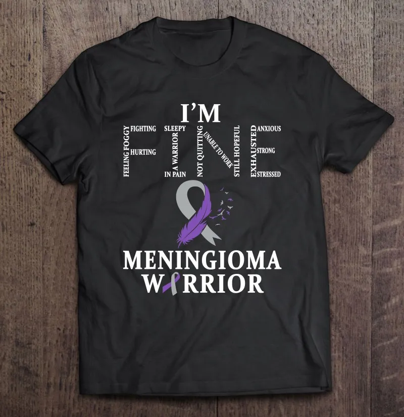 

Мужская футболка оверсайз ingioma Warrior I'm Fine с фиолетовой лентой, мужские футболки, футболки для мужчин, мужские футболки
