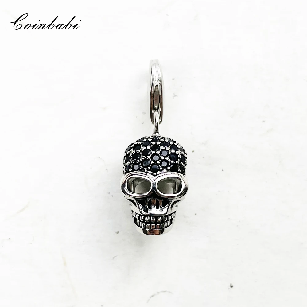 

Pendant Skull With Black Zirconia 925 Sterling Silver Fine Jewelry Accessories Fit Bracelets Necklace Bijoux Gift For Women Men