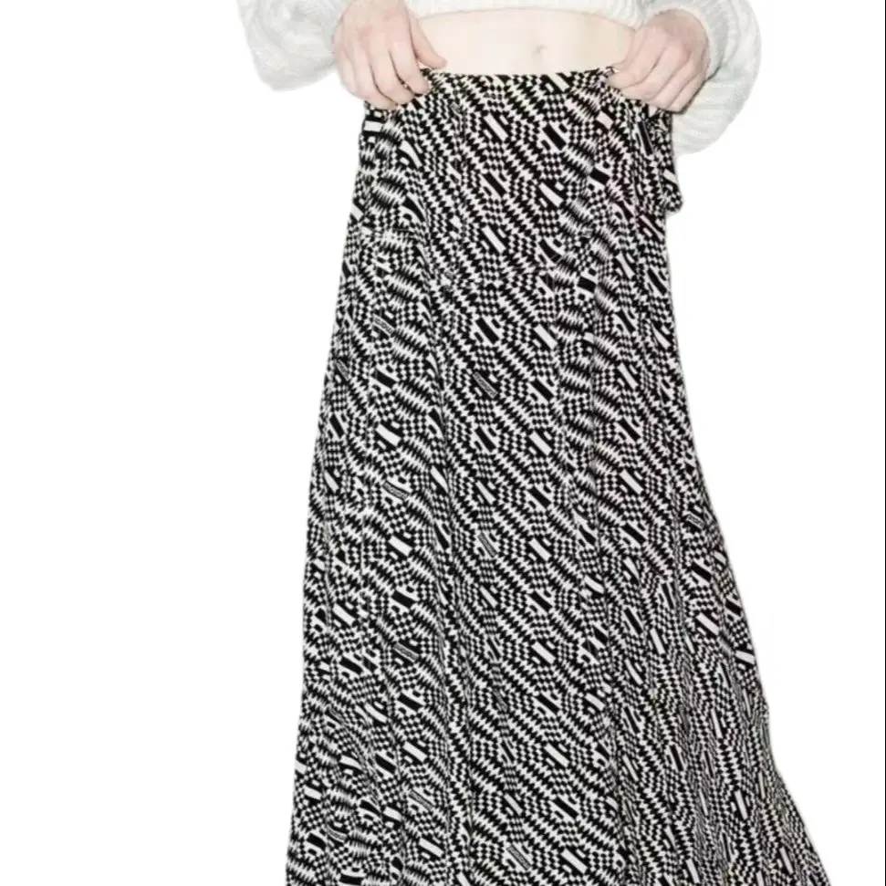 

ISB new two-color silk print fashion trend temperament commuter skirt