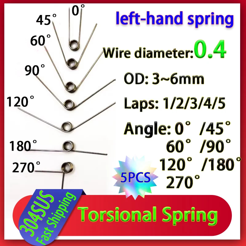 

Пружины кручения из нержавеющей стали 304, 5 шт.
