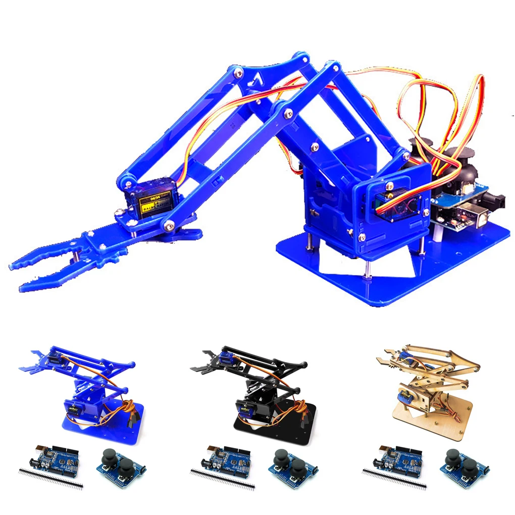 

4 DOF Robot Manipulator Kit Arm Learning DIY Mechanical Parts Controller Accessories Gift Replacement for Arduino Black
