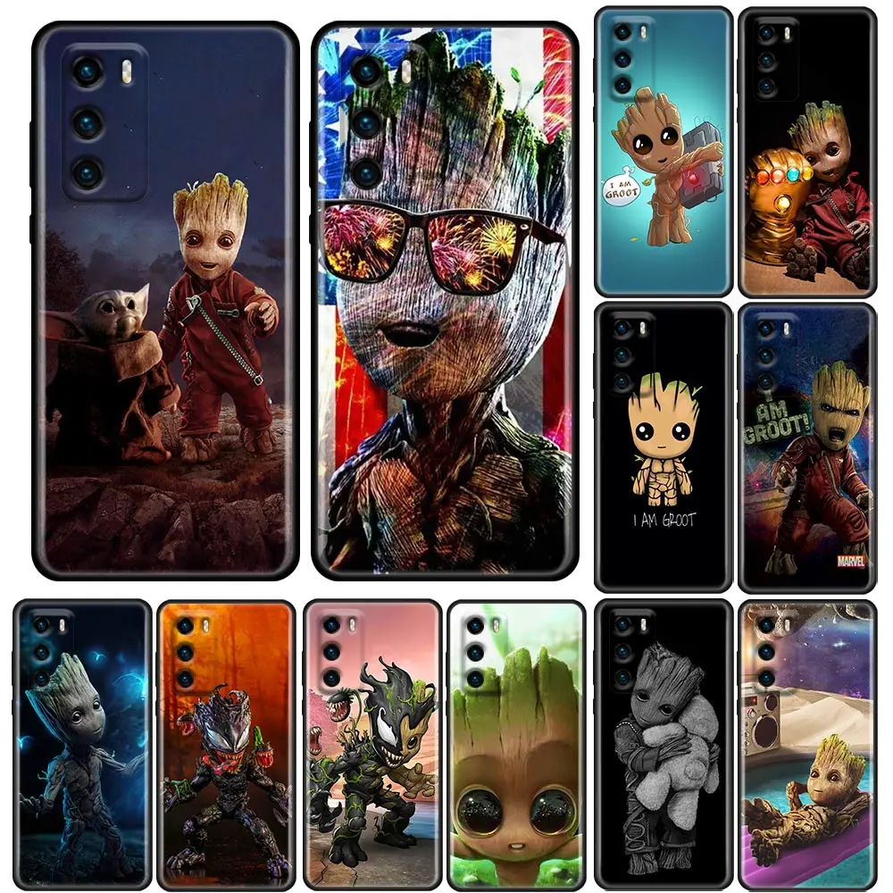 

Marvel Baby Groot Silicon Fundas For Huawei P20 P30 P40 Lite Pro P10 P50 Back Cover P30 P40 Pro P Smart Z 2019 Soft Phone Cases