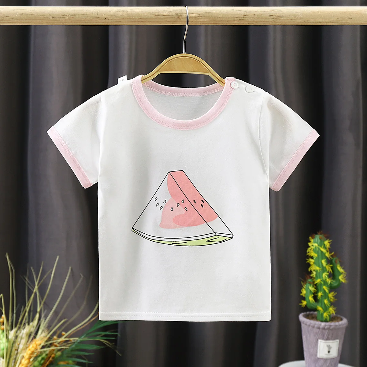 

Summer Watermelon Pattern Short Sleeve Children's T-shirt Cotton Baby Boy's Top Little Girl's Thin Casual Clothes