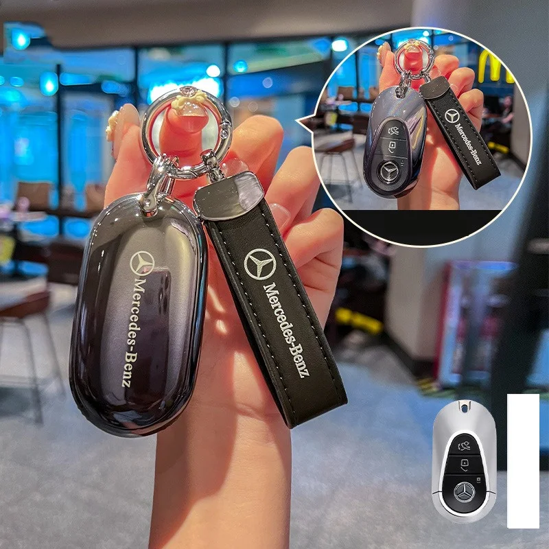 Фото Чехол для автомобильного ключа с дистанционным управлением для Mercedes-Benz C, E, S-класса W223, W206, C260, S450, S500, CLA W177, W205, W213, W222, AMG, CLA220, C180L, E260L №4